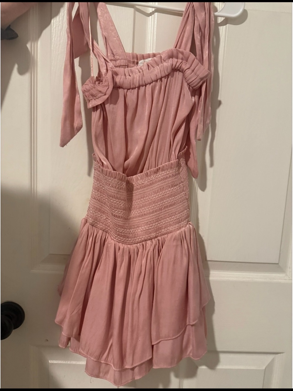 Chelsea & Violet Dusty Pink Tie-Shoulder Smocked Dress